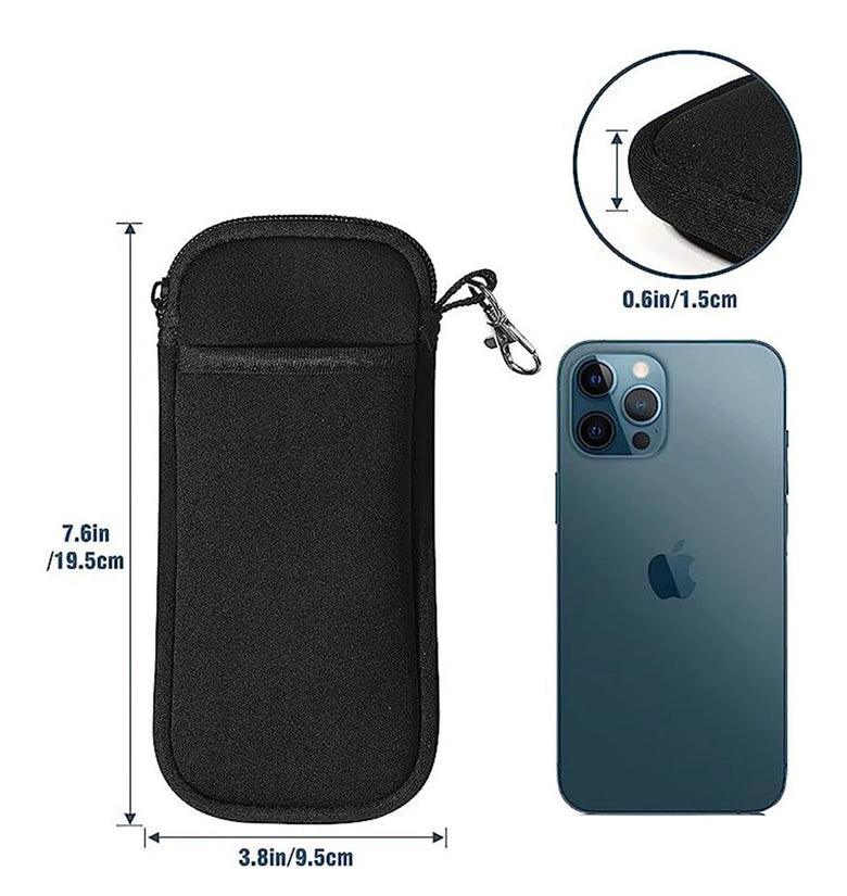Portable Soft Zipper Glasses Bag with Buckle Lightweight Double Pockets Case can Store Mobile Phones, Headphones, Bank Cards Mini Storage Bag
