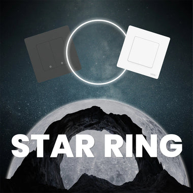 MOES Tuya WiFi Star Ring Smart Light Push Button Switch No Neutral No Capacitor Required Compatible with Alexa Google Home