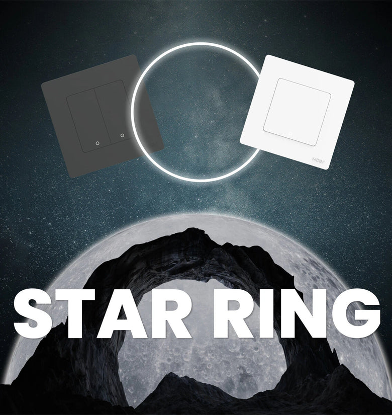 MOES Tuya WiFi Star Ring Smart Light Push Button Switch No Neutral No Capacitor Required Compatible with Alexa Google Home