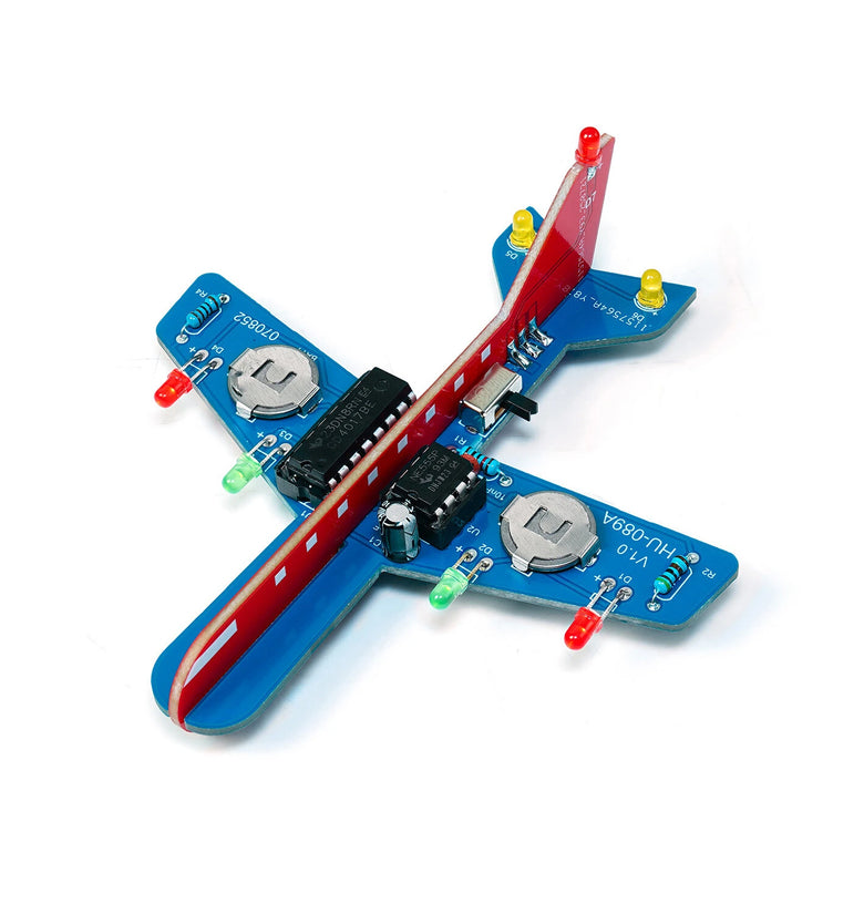 HU-089 LED Airplane Model DIY Kit NE555 CD4017 Circuit Multi-Color Lights Compact Design Battery Powered Electronics Soldering Practice