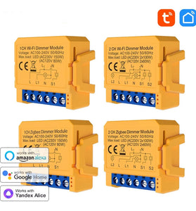 Tuya WiFi/ZigBe Smart Dimmers Switch Module 1/2 Gang Control LED Lights Dimmable Switch Voice Control with Alexa Google Home