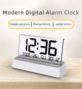 3572 Multifunctional Digital Alarm Clock Large LCD Screen Display Dual Alarm Temperature Humidity Backlight for Bedroom Office Home Use