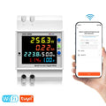 Tuya WiFi Home Intelligent Digital Display Electricity Meter DIN-Rail Voltage and Current Meter with Power Failure Memory Function (Built-in Type)