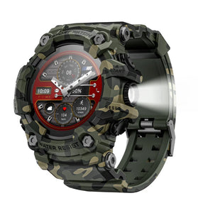 LOKMAT ATTACK GT 1.32inch HD Screen 5ATM&IP68 Waterproof Compass Flashlight SOS Function bluetooth Call Heart Rate Blood Pressure Blood Oxygen Monitor Sleep Monitoring Multi-sport Modes Music Playback Smart Watch