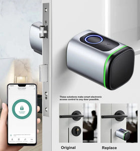 Tuya BLE Smart Electronic Door Lock DIY Cylinder Core Fingerprint APP Keys IC Card Unlock for Home Hotels Security Silver Color