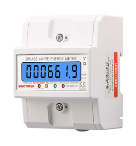 SmartMeter 100A LCD KWh Energy Meter with Three-Phase Backlight Guide Rail for Home Use Energy Monitoring  3*127/220VAC  Power Consumption Measurement