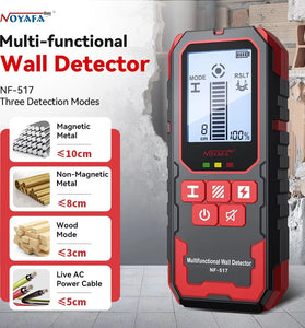 NOYAFA NF-517 Wall Detector Laser Rangefinder Digital Level Metal Wood AC Wire Scanner 2.4 Inch Screen Type-C Charging Portable Wall Sensor