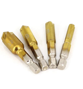 6Pcs HSS 1/4" Hex Shank Chamfer Countersink Chamfer Drill Bit 90 Degree Wood Chamfering Cutter 6mm-19mm Metal Drills