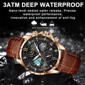 LIGE Waterproof Luminous Men's Quartz Watch Leather Strap Sports Wristwatch Male Business Casual Watch Auto Calendar