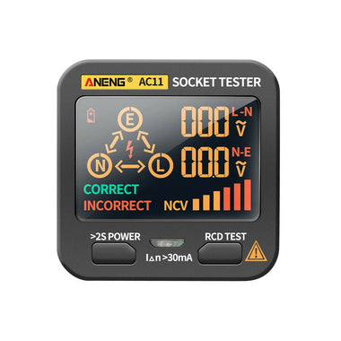 ANENG AC11 LED Screen Muti-function Socket Tester Phase Meter Phase Polarity Tester 0.1V~250V AC Voltage Measurement Zero/Fire Wire Identification