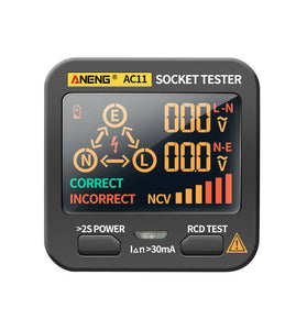 ANENG AC11 LED Screen Muti-function Socket Tester Phase Meter Phase Polarity Tester 0.1V~250V AC Voltage Measurement Zero/Fire Wire Identification