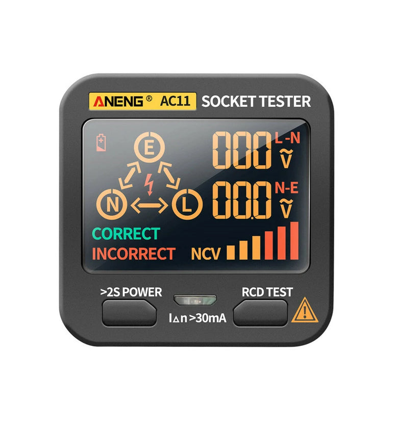 ANENG AC11 LED Screen Muti-function Socket Tester Phase Meter Phase Polarity Tester 0.1V~250V AC Voltage Measurement Zero/Fire Wire Identification