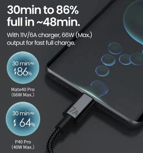 Quick Charge 120W 7A USB C Cable 0.25m To 2m Suitable For Huawei Xiaomi High-Speed Phone Charger
