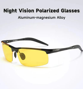 Night Vision Polarized Sunglasses Men Women Aluminum Mg Alloy Yellow Lenses UV400 Protection Sun Glasses for Driving Travel Fishing