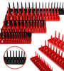 Multifunctional 3-PCS Plastic Socket Organizer Tray Set 1/4-Inch 3/8-Inch 1/2-Inch Metric/Imperial PVC Storage Holder for Home Garage Red/Black
