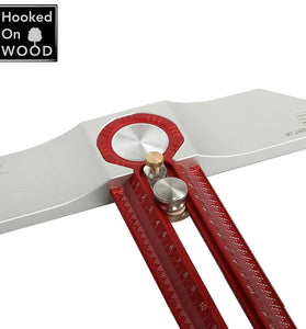 HONGDUI Hooked On Wood MT-2465 PRO Scriber Marking T Square Ruler Aluminum Alloy Hole Positioning Marking Gauge