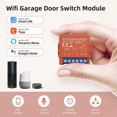 Tuya Smart WiFi Garage Door Module Switch Door Opener Controller Smart Life APP Voice Remote Control with Alexa Google Home