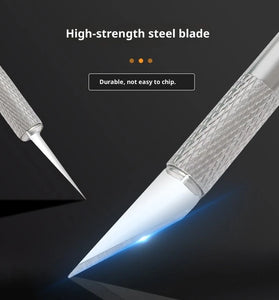 50 Pcs Aluminum Non Slip Handle Craft Knife Set SK2 Carbon Steel Versatile Precision Cutting Tools Engraving Art Supplies Compact Storage Case Crafting Tool Set