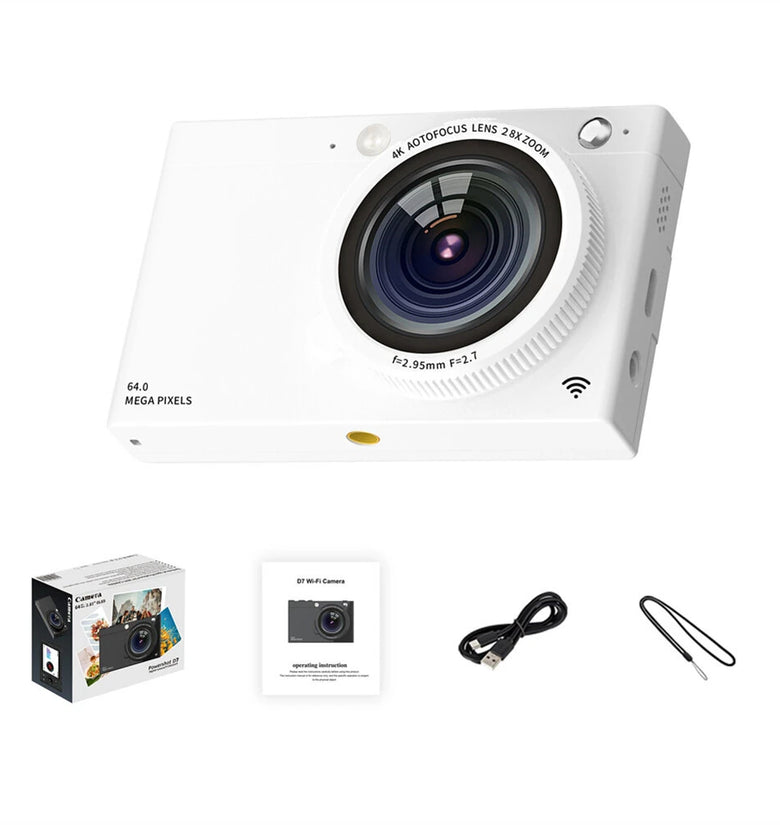 D7 4K Digital Camera 2.83 Inch IPS Display Screen 28X Optical Zoom Portable Vlogging Camera for Beginner Photography HD Video Recording