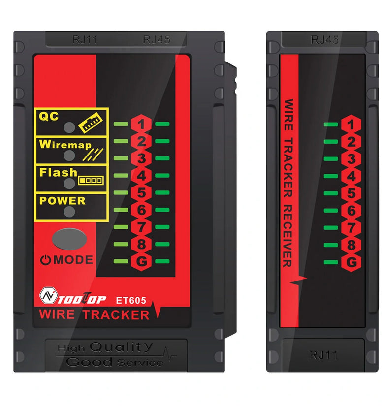 TOOLTOP ET605 LAN Network QC Cable Port Tester Pairing Check Switch Flash POE Withstand 60V Telephone Network Cable Line Finder