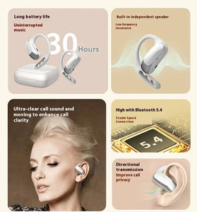 VIMAI V21 TWS Earbuds Open Ear bluetooth 5.4 Earphone Deep Bass HD Calls Directional Transmission 30H Playback Touch Control Earhooks On-ear Sports Headphones with Mic