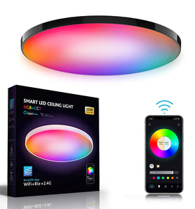 Elfeland 30W Smart RGB Ceiling Light with WiFi Bluetooth Remote Control Dimmable APP & Voice Control Compatible With Alexa Google Assistant