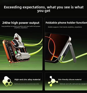 WEKOME WDC-81a 240W USB-A/Type-C to Type-C Cable with Foldable Phone Bracket Function Fast Charging Data Transmission Copper Core Line 1.2M Long for iPhone 17 17Pro 16 Pro Max 15 for Huawei Mate Xts for Xiaomi 17pro for OPPO for VIVO