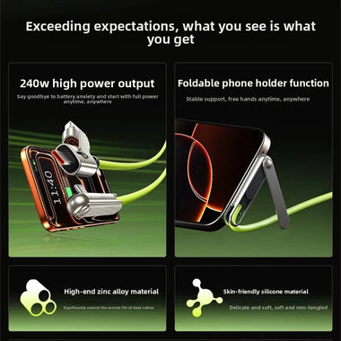 WEKOME WDC-81a 240W USB-A/Type-C to Type-C Cable with Foldable Phone Bracket Function Fast Charging Data Transmission Copper Core Line 1.2M Long for iPhone 17 17Pro 16 Pro Max 15 for Huawei Mate Xts for Xiaomi 17pro for OPPO for VIVO
