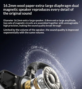 F8 TWS Wireless bluetooth 5.4 Earphone 16.2mm Wool Paper Diaphragm 360 Panoramic Sound ENC Call Noise Cancelling Low Delay AI Translation Earhooks Waterproof Sports Headphones