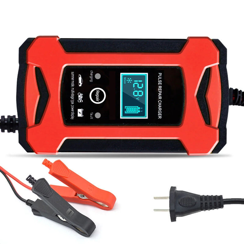 2024 Update 12V 6A Smart Car Battery Charger AC110-240V Electric Battery Charger Suitable For 12V-2Ah-100Ah Motorcycle Car SUV Dry Battery Water Battery Lead Acid