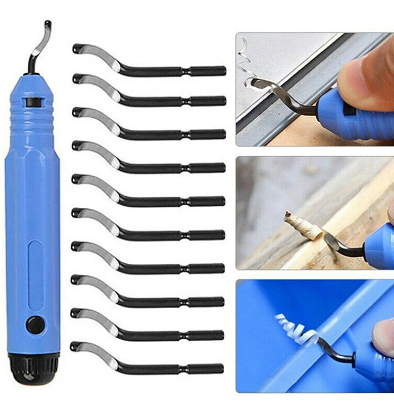 Deburring Tool Kit with 10 Extra Blades and 1 Handle Alloy Burr Removal Tool Multifunctional Burr Edges Removing Hand Tool for Handicrafts Sewing Plastic