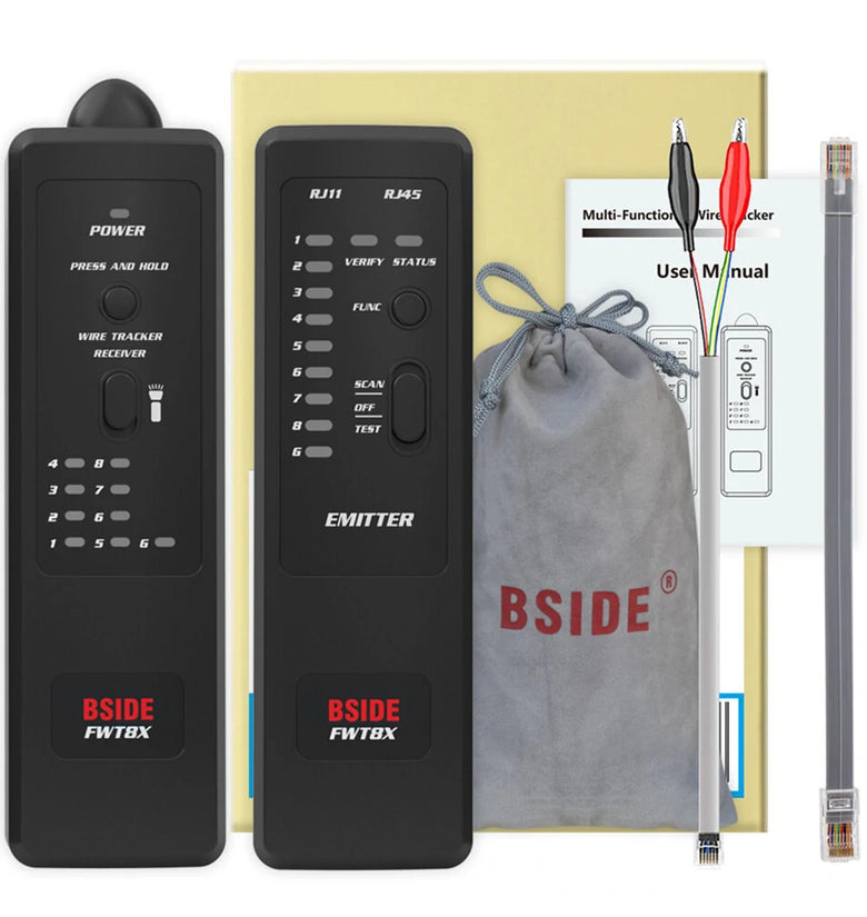 BSIDE FWT8X Network Cable Tracker Detecteur RJ11/45 Lan Ethernet Phone Wire Tester Finder Telecom Tool electrified Work 60V