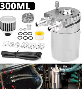 300ML Oil Catch Can Kit Universal Gas Recovery Pot Reservoir Tank Air Filter