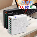 BK319 120W 8-Port USB Charger QC4.0/3.0/2.0 FCP SCP Fast Charging Wall Charger Adapter EU Plug US Plug for iPhone 16 15 14 13 Pro for Huawei Mate XT for Samsung Galaxy Z Fold6 for Xiaomi MIX Fold4