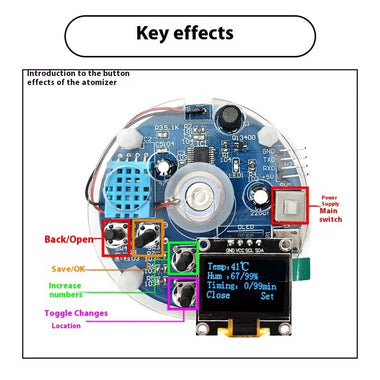 STC Atomizing Humidifier Kit DC5V OLED Display Real Time Monitoring DIY Circuit Board Easy Assembly