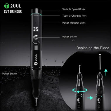 2UUL DA84 Polishing Pen for Mobile Phone Maintenance Portable Stepless Speed Control IC Chip Frame Polishing Disassembly Tool