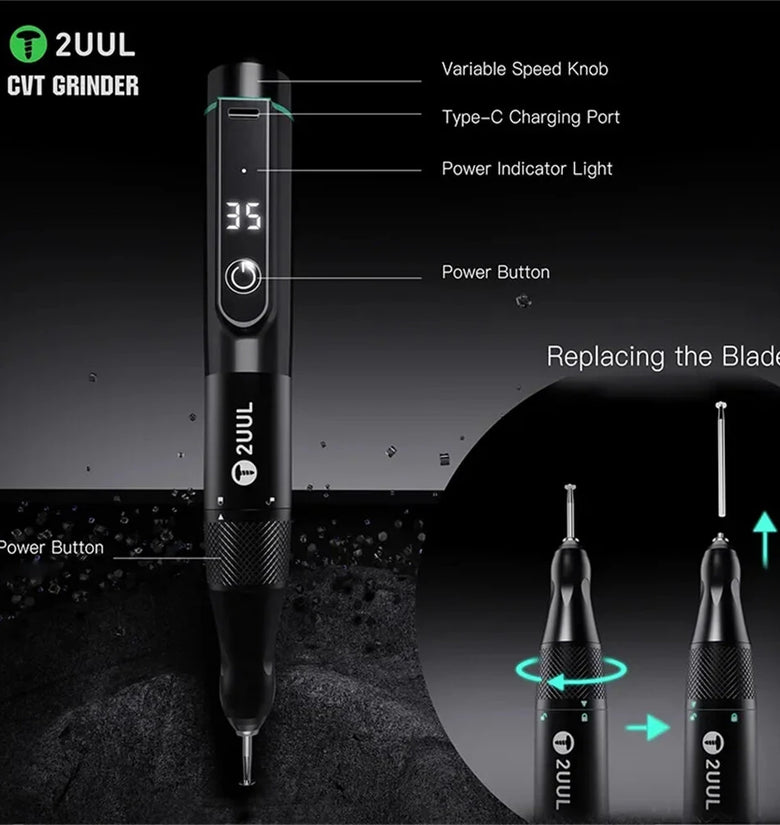 2UUL DA84 Polishing Pen for Mobile Phone Maintenance Portable Stepless Speed Control IC Chip Frame Polishing Disassembly Tool