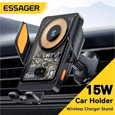 Essager T11 15W 10W 7.5W 5W Wireless Charger Car Phone Holder Air Vent Mount Stand for iPhone 15 14 13 12 for Huawei Mate60 Pro for Samsung Galaxy S23
