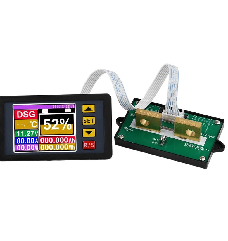 2.4 inch DC7-200V 100-500A Digital Voltmeter Ammeter Voltage Current Coulomb Meter Bidirectional Power Tester Multifunctional Battery Monitor