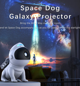 Elfeland BL-X02 Space Dog Galaxy Projector with 13 Swappable Star Patterns 360 Rotation HD Focus Lens Bluetooth Speaker RGB Ambient Light