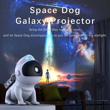 Elfeland BL-X02 Space Dog Galaxy Projector with 13 Swappable Star Patterns 360 Rotation HD Focus Lens Bluetooth Speaker RGB Ambient Light