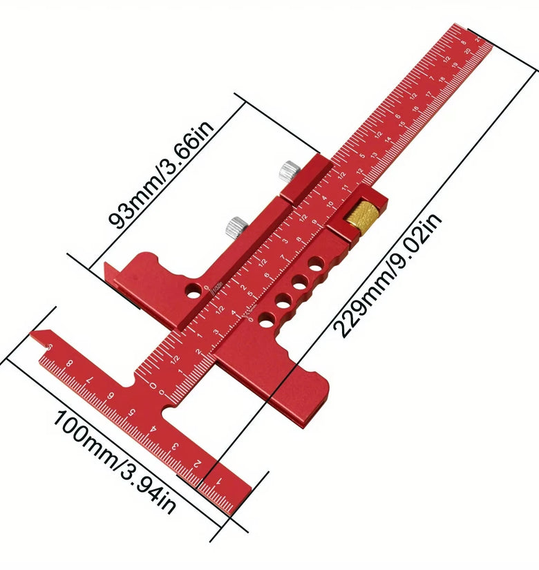 Precision Sliding Edge Ruler Woodworking Scriber Marking Line Adjustable T-Square Framing Ruler Depth Gauge Aluminum