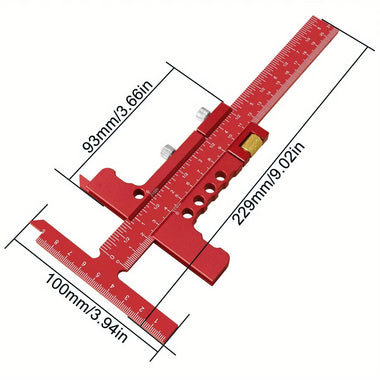 Precision Sliding Edge Ruler Woodworking Scriber Marking Line Adjustable T-Square Framing Ruler Depth Gauge Aluminum