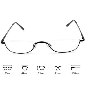 HD Half Moon Reading Glasses Metal Frame Lightweight Eyeglasses for Unisex Vision Care +1.5~+3.5 Diopter