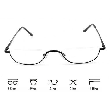 HD Half Moon Reading Glasses Metal Frame Lightweight Eyeglasses for Unisex Vision Care +1.5~+3.5 Diopter