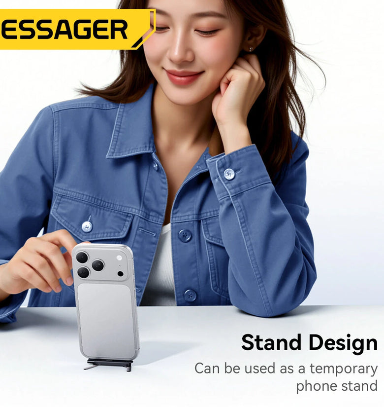 ESSAGER ES-OTG37 Vertical Stand Adapter 240W Fast Charging Type-C to C L-Shape Zinc Alloy 480Mbps Data Transfer 2 in 1 Phone Stand for Travel