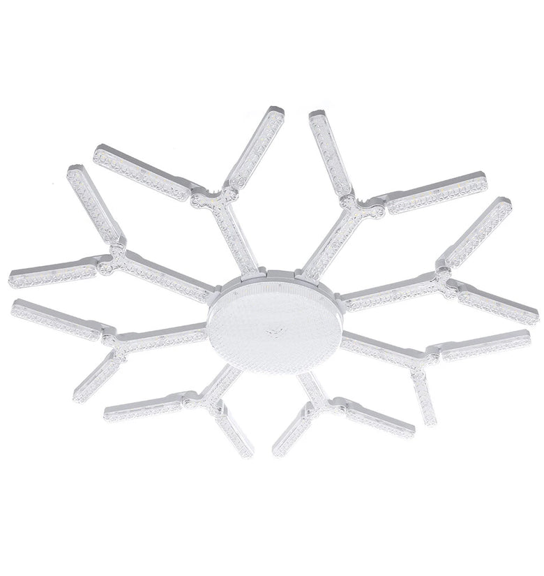 Elfeland 8-Leaf Foldable Crystal Snowflake LED Ceiling Light E27 Adjustable Shape AC 85~265V Ultra-Bright Wide-Angle Lighting for Home Garage Shop