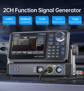 FNIRSI TSG3020 TSG6020 Signal Generator 60MHz Max Frequency 14-bit Resolution 200MSa/s Dual Channel Function Arbitrary Waveform Generator Linear Logarithmic Sweep Modes 4.3 Inch TFT Screen