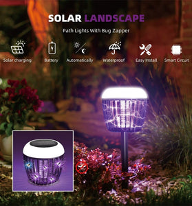 LED Solar Mosquito Killer Lawn Light Waterproof Outdoor Bug Zapper with UV Light 3 Modes Safe Design Mosquito Repellent Light