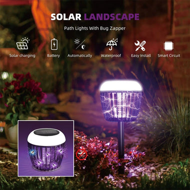 LED Solar Mosquito Killer Lawn Light Waterproof Outdoor Bug Zapper with UV Light 3 Modes Safe Design Mosquito Repellent Light